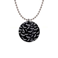 Vintage Halloween Bat Pattern 1  Button Necklace by Valentinaart