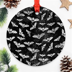 Vintage Halloween Bat Pattern Round Ornament (two Sides) by Valentinaart