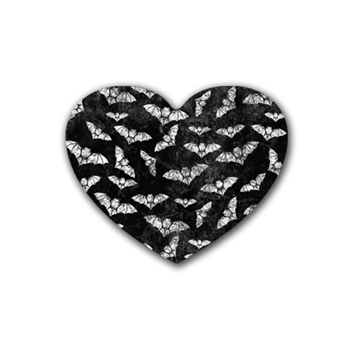 Vintage Halloween Bat pattern Rubber Coaster (Heart) 