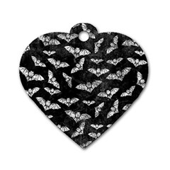 Vintage Halloween Bat Pattern Dog Tag Heart (one Side)