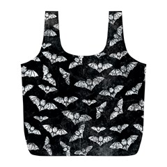 Vintage Halloween Bat Pattern Full Print Recycle Bag (l) by Valentinaart