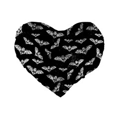 Vintage Halloween Bat Pattern Standard 16  Premium Flano Heart Shape Cushions