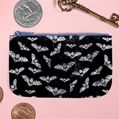 Vintage Halloween Bat Pattern Large Coin Purse by Valentinaart