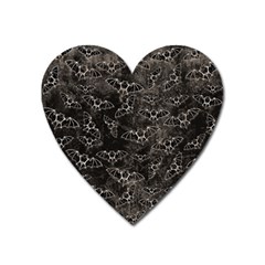 Vintage Halloween Bat Pattern Heart Magnet by Valentinaart