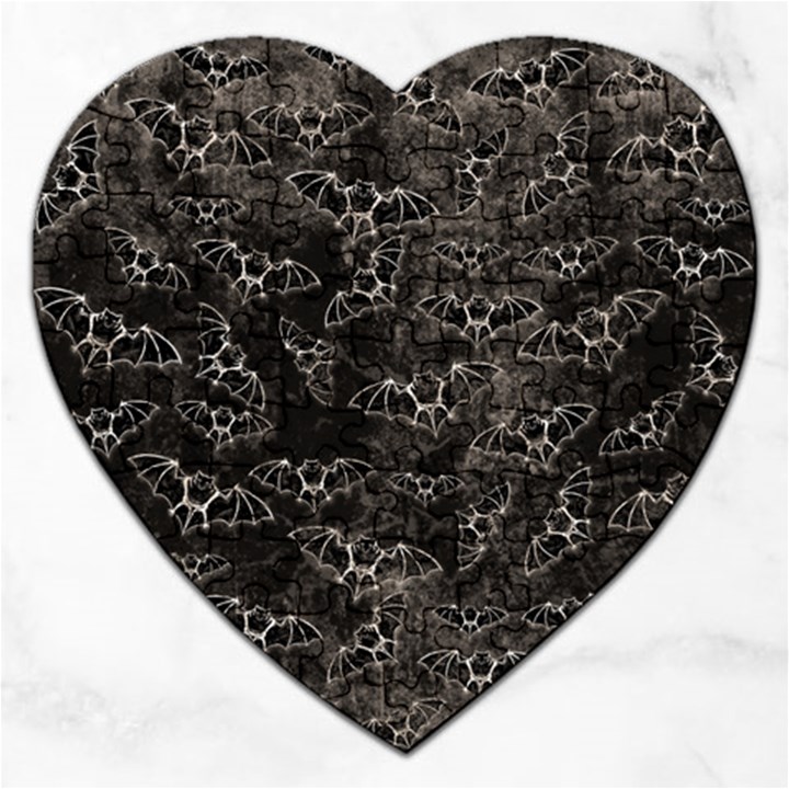 Vintage Halloween Bat pattern Jigsaw Puzzle (Heart)