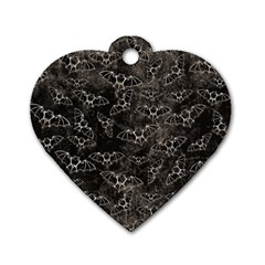 Vintage Halloween Bat Pattern Dog Tag Heart (one Side) by Valentinaart