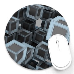 3d Cube Fantasy Square Shape Round Mousepads by Simbadda