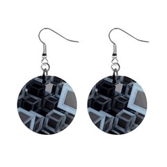 3d Cube Fantasy Square Shape Mini Button Earrings by Simbadda