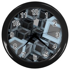 3d Cube Fantasy Square Shape Wall Clock (black) by Simbadda