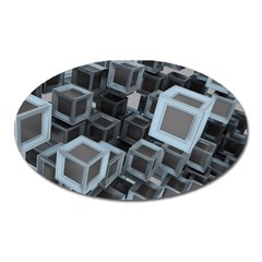 3d Cube Fantasy Square Shape Oval Magnet by Simbadda