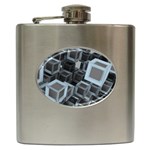 3d Cube Fantasy Square Shape Hip Flask (6 oz) Front