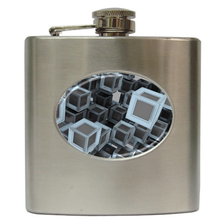 3d Cube Fantasy Square Shape Hip Flask (6 oz)