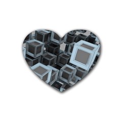 3d Cube Fantasy Square Shape Rubber Coaster (heart)  by Simbadda