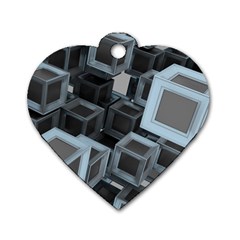 3d Cube Fantasy Square Shape Dog Tag Heart (two Sides) by Simbadda