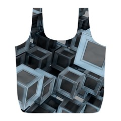 3d Cube Fantasy Square Shape Full Print Recycle Bag (l) by Simbadda