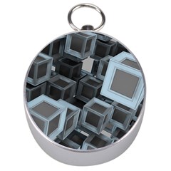 3d Cube Fantasy Square Shape Silver Compasses by Simbadda