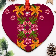 Blossom Yellow Flower Yellow Summer Heart Ornament (two Sides) by Simbadda