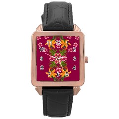 Blossom Yellow Flower Yellow Summer Rose Gold Leather Watch  by Simbadda