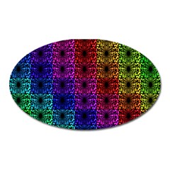 Rainbow Grid Form Abstract Oval Magnet by Simbadda