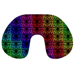 Rainbow Grid Form Abstract Travel Neck Pillows by Simbadda