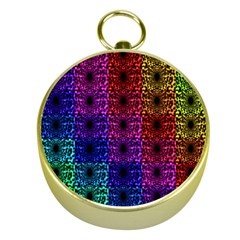 Rainbow Grid Form Abstract Gold Compasses