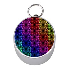 Rainbow Grid Form Abstract Mini Silver Compasses by Simbadda