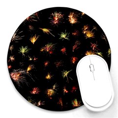 Fireworks Christmas Night Dark Round Mousepads