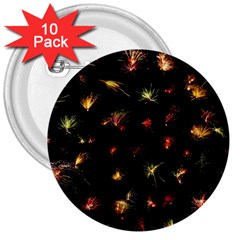 Fireworks Christmas Night Dark 3  Buttons (10 Pack)  by Simbadda