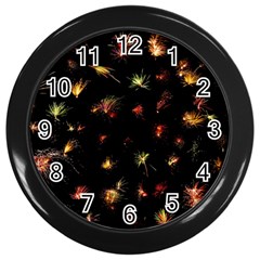 Fireworks Christmas Night Dark Wall Clock (black) by Simbadda