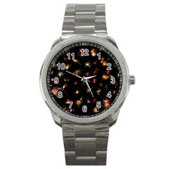 Fireworks Christmas Night Dark Sport Metal Watch by Simbadda