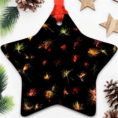 Fireworks Christmas Night Dark Star Ornament (two Sides) by Simbadda