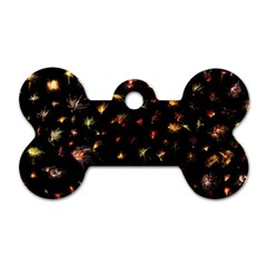 Fireworks Christmas Night Dark Dog Tag Bone (two Sides) by Simbadda