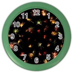 Fireworks Christmas Night Dark Color Wall Clock Front