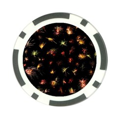 Fireworks Christmas Night Dark Poker Chip Card Guard by Simbadda