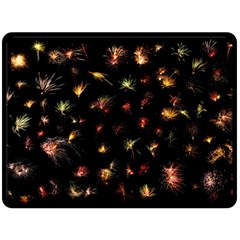 Fireworks Christmas Night Dark Fleece Blanket (large)  by Simbadda