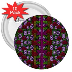 Floral Climbing To The Sky For Ornate Decorative Happiness 3  Buttons (10 Pack)  by pepitasart