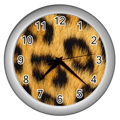 Animal Print Leopard Wall Clock (silver) by NSGLOBALDESIGNS2