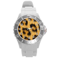 Animal Print Leopard Round Plastic Sport Watch (l) by NSGLOBALDESIGNS2