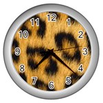 Animal print Leopard Wall Clock (Silver) Front