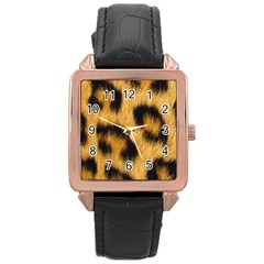 Animal Print Leopard Rose Gold Leather Watch  by NSGLOBALDESIGNS2