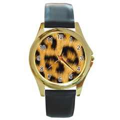 Animal Print 3 Round Gold Metal Watch by NSGLOBALDESIGNS2