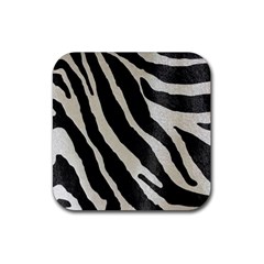 Zebra Print Rubber Coaster (square)  by NSGLOBALDESIGNS2