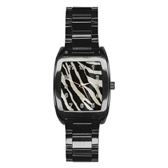 Zebra Print Stainless Steel Barrel Watch by NSGLOBALDESIGNS2