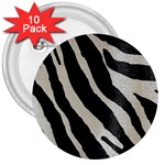 Zebra print 3  Buttons (10 pack)  Front