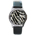 Zebra print Round Metal Watch Front