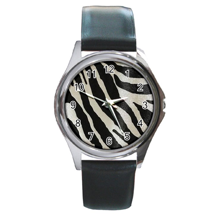 Zebra print Round Metal Watch