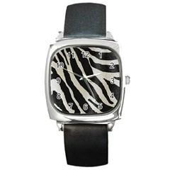 Zebra 2 Print Square Metal Watch by NSGLOBALDESIGNS2