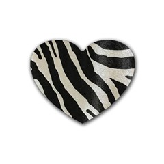 Zebra 2 Print Rubber Coaster (heart)  by NSGLOBALDESIGNS2