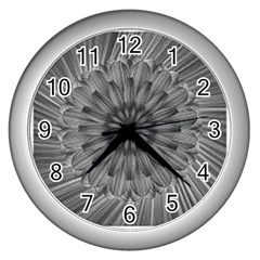 Sunflower Print Wall Clock (silver) by NSGLOBALDESIGNS2