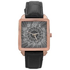 Sunflower Print Rose Gold Leather Watch  by NSGLOBALDESIGNS2